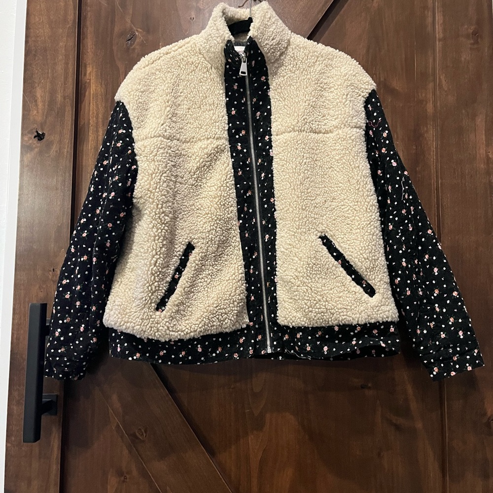 Floral corduroy sleeve jacket